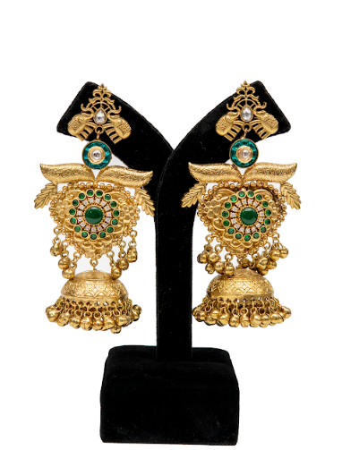 Traditional Pearl Jhumka Earrings for Women with Antique Gold Finish